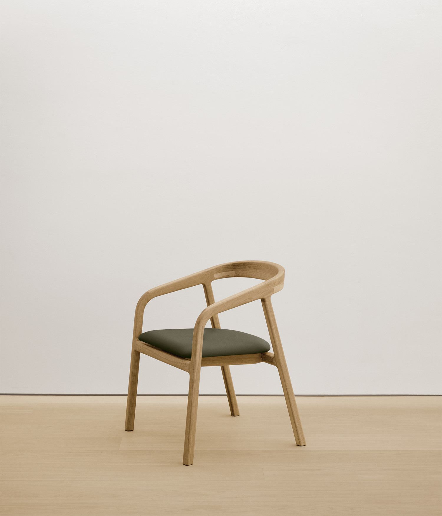  white-oak chair with forest color upholstered seat