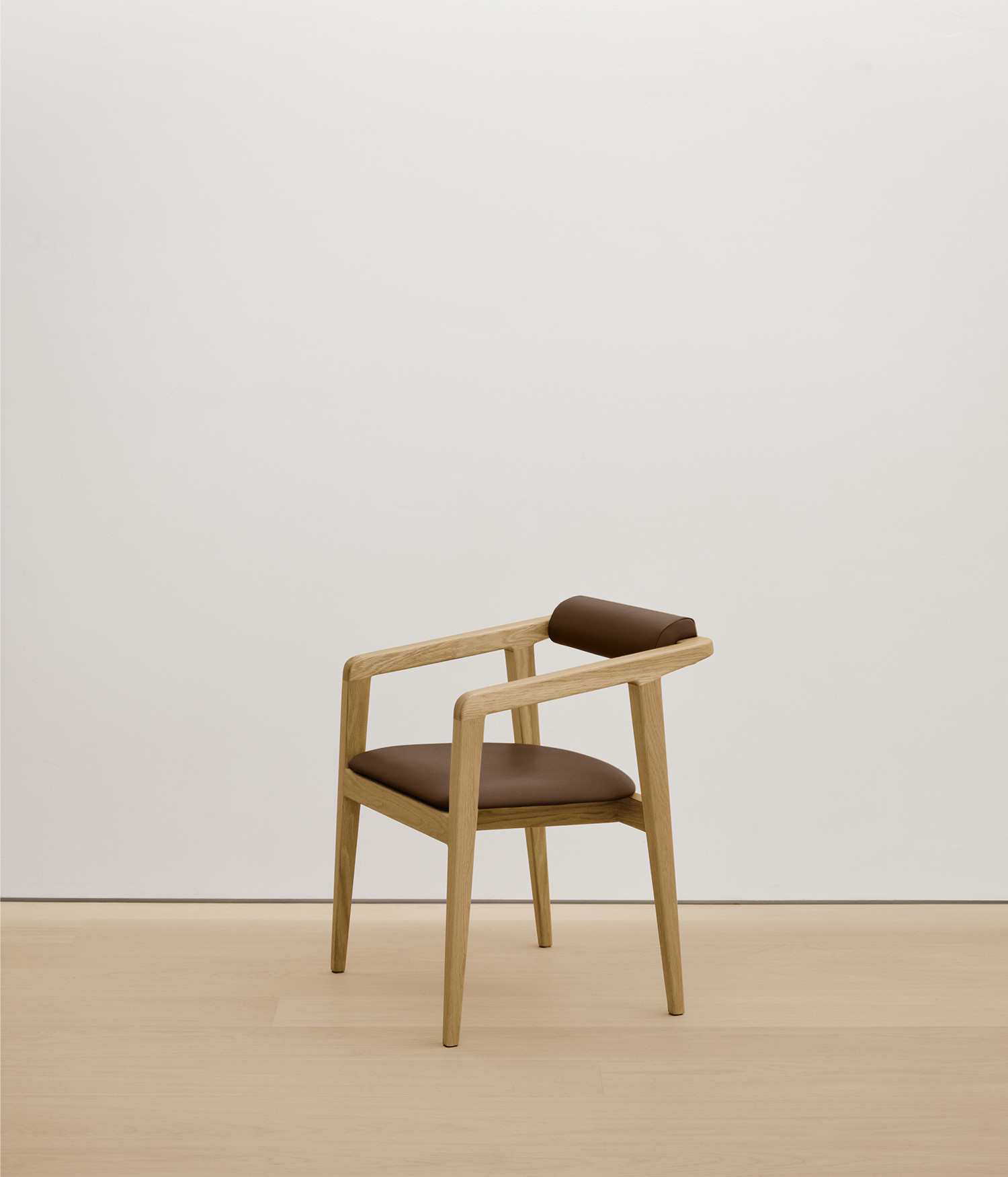  white-oak chair with umber color upholstered seat