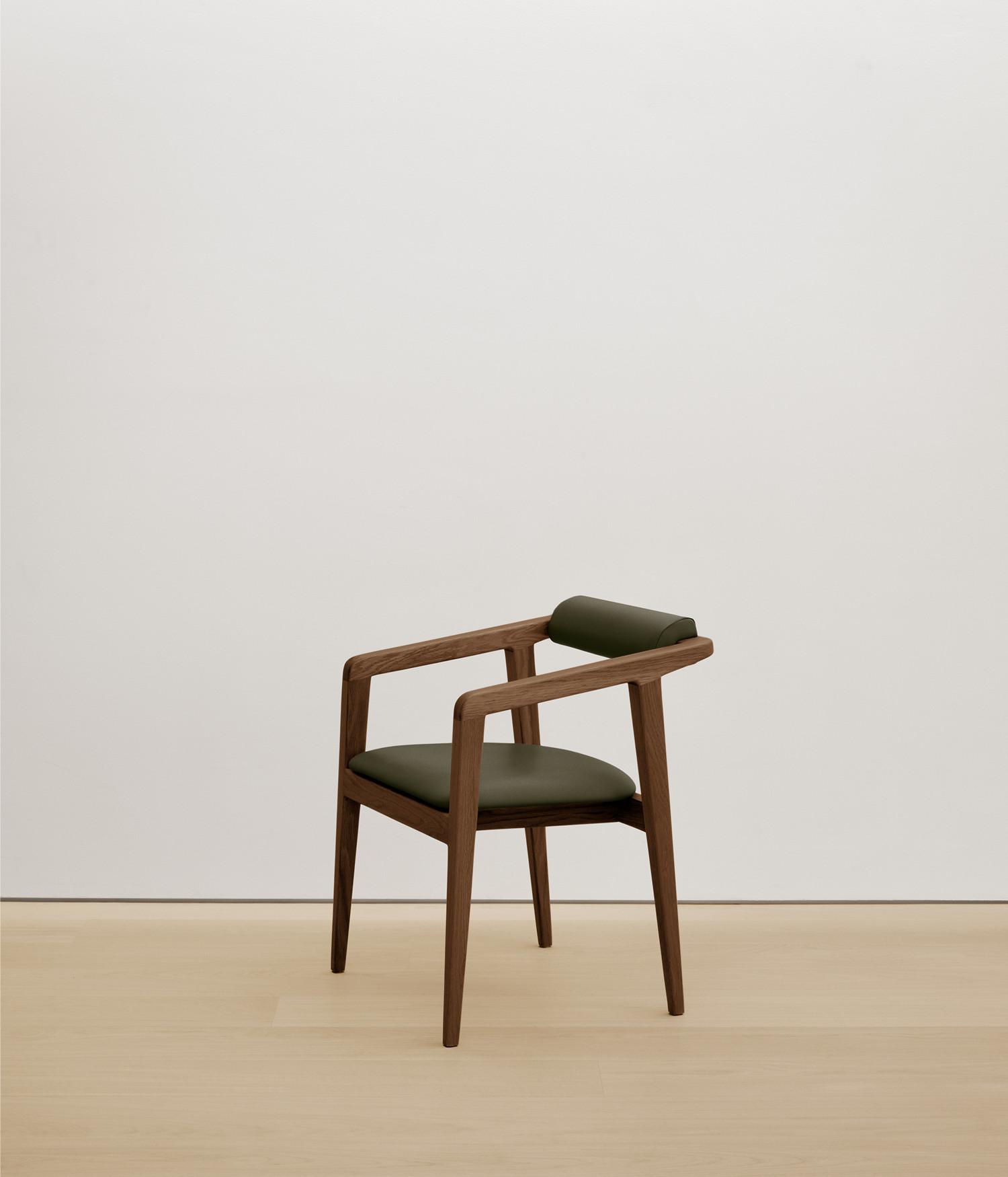  walnut chair with forest color upholstered seat