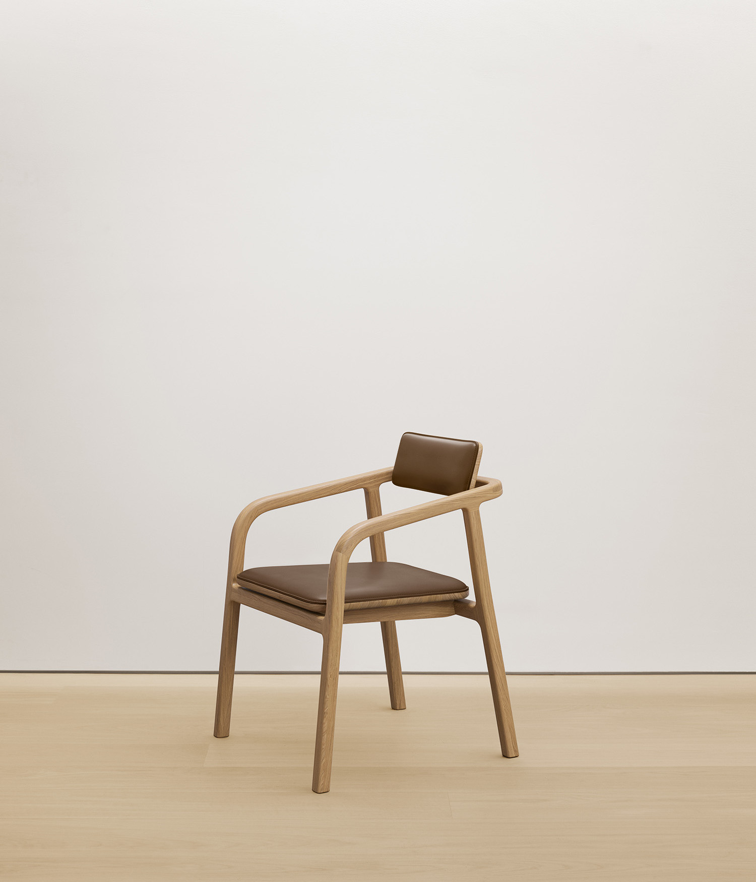  white-oak chair with umber color upholstered seat