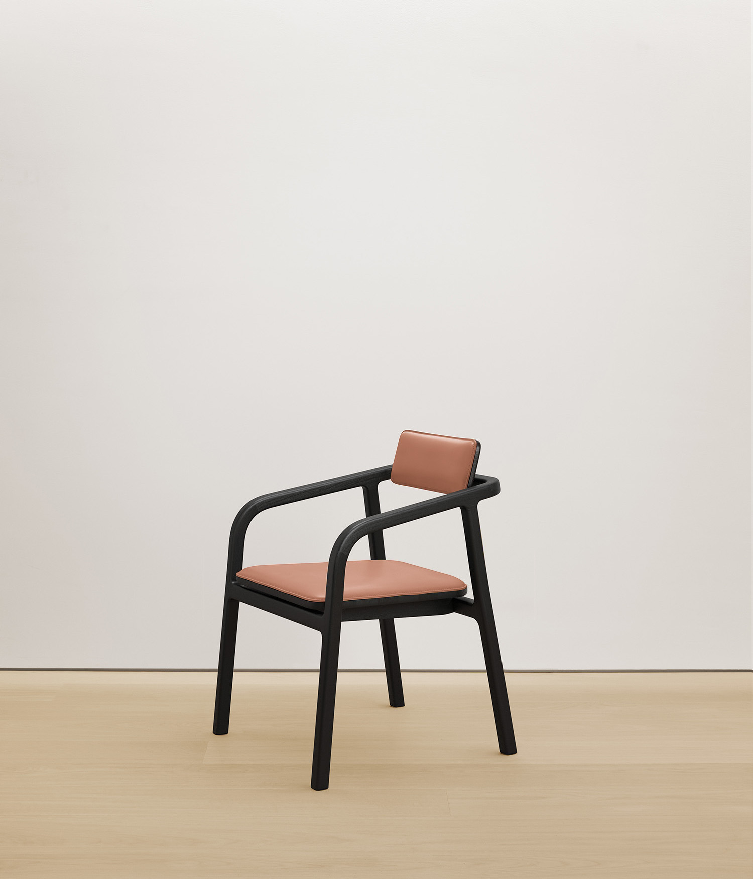  black-stained-oak chair with  color upholstered seat