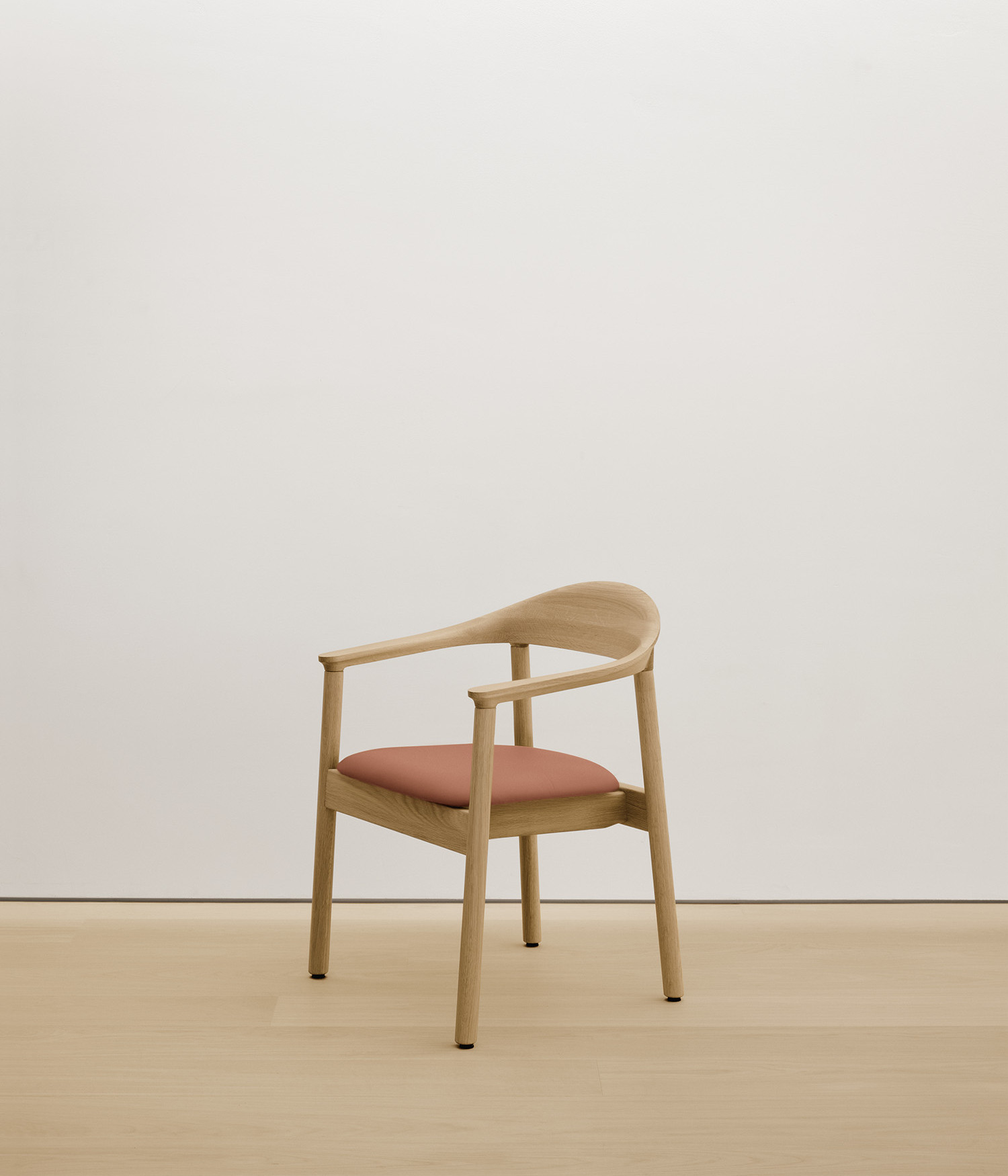  white-oak chair with  color upholstered seat  