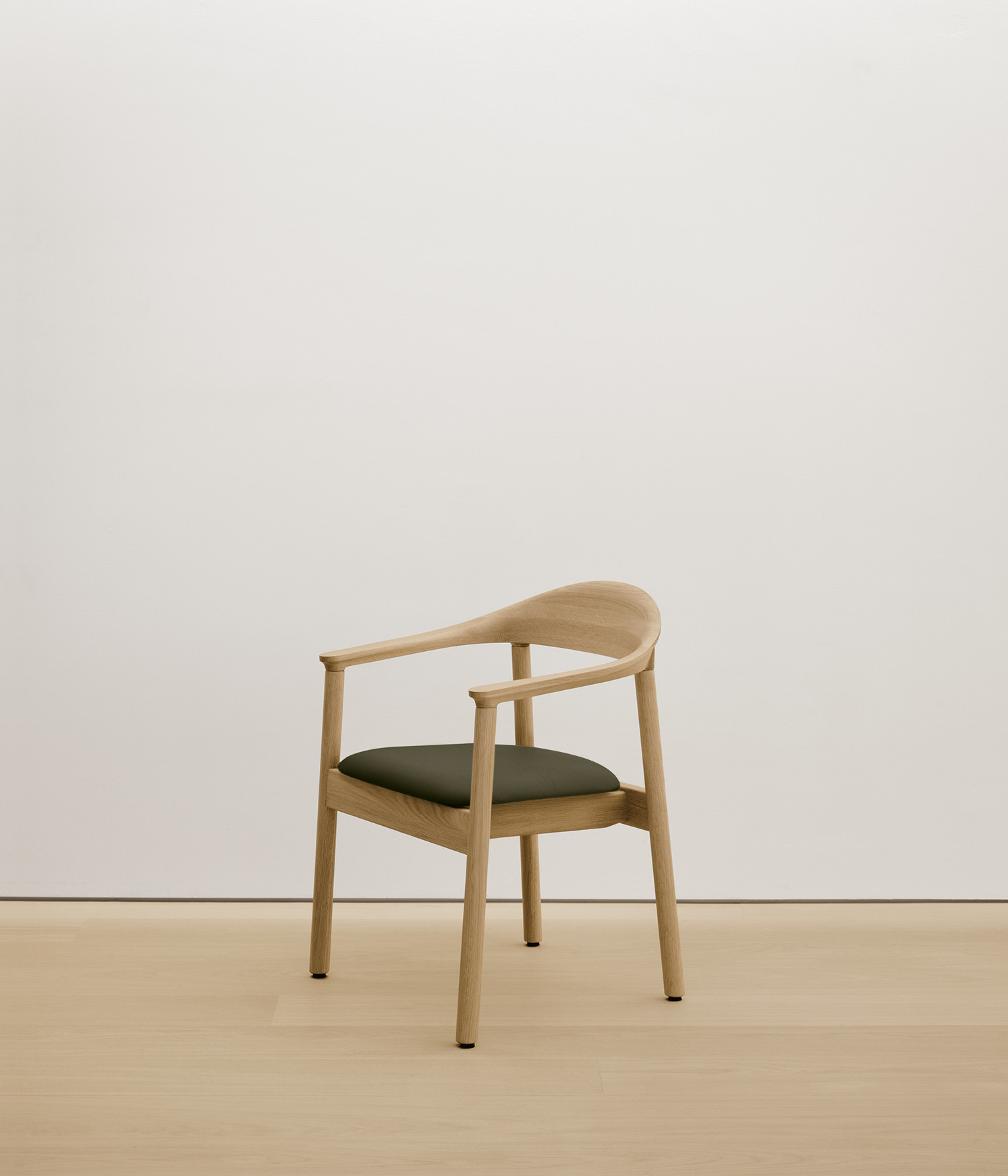  white-oak chair with forest color upholstered seat