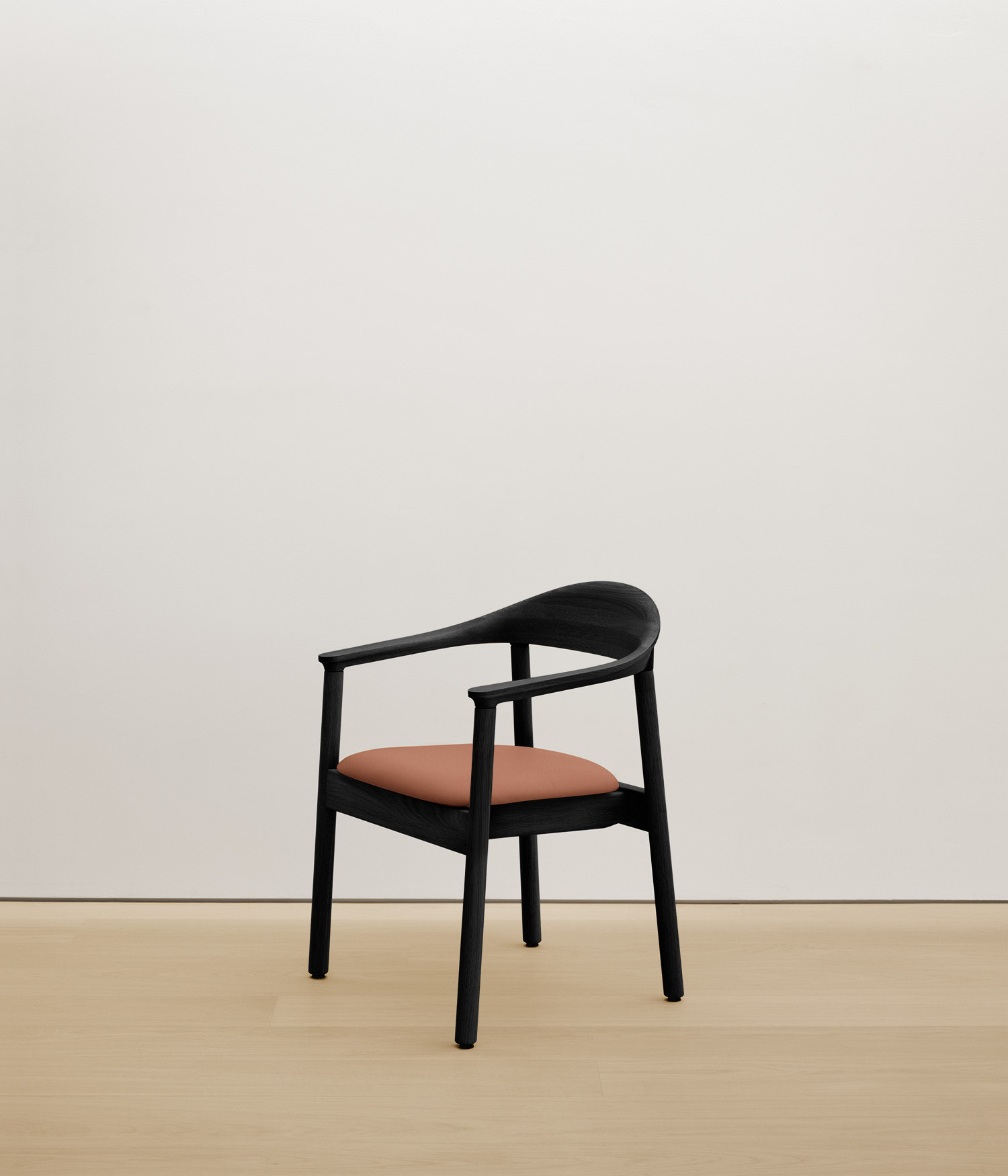  black-stained-oak chair with  color upholstered seat