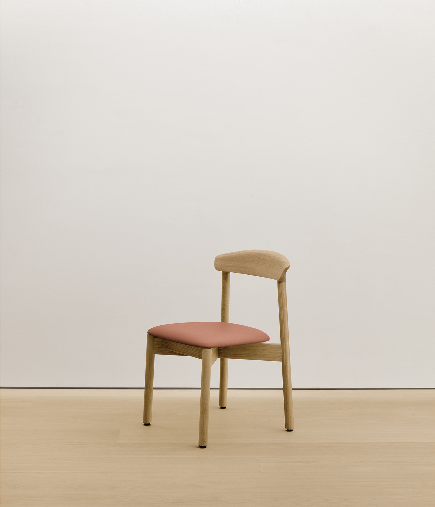  white-oak chair with  color upholstered seat